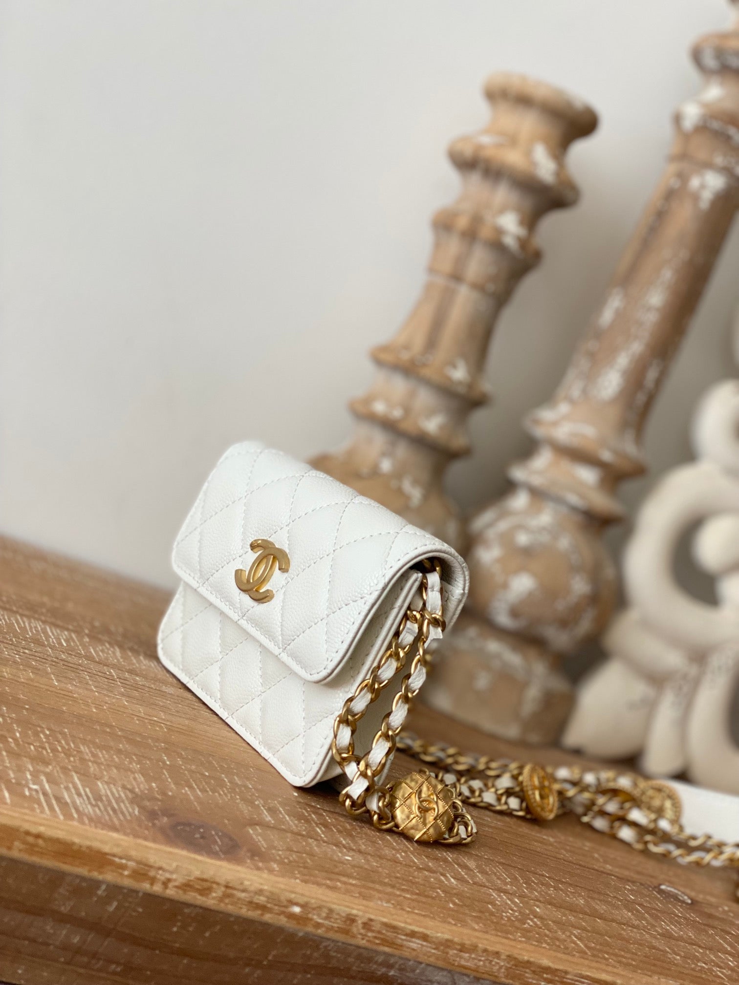 Chanel Clutch With Chain White For Women, Women&#8217;s Bags 4.8in/12.3cm