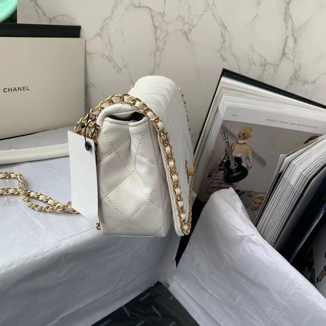 ChanelFlapbag With Chain White For Women, Women&#8217;s Bags 8.3in/21cm