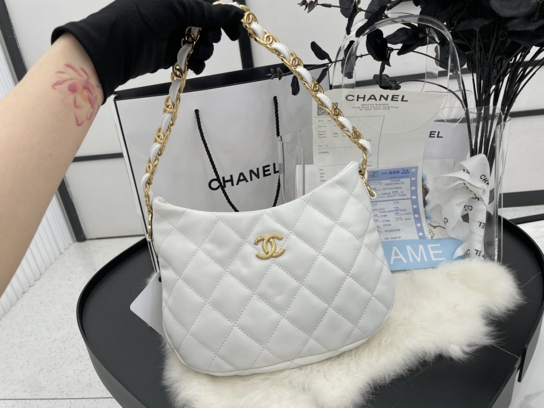 ChanelHobo Handbag White For Women, Women&#8217;s Bags 9.4in/24cm