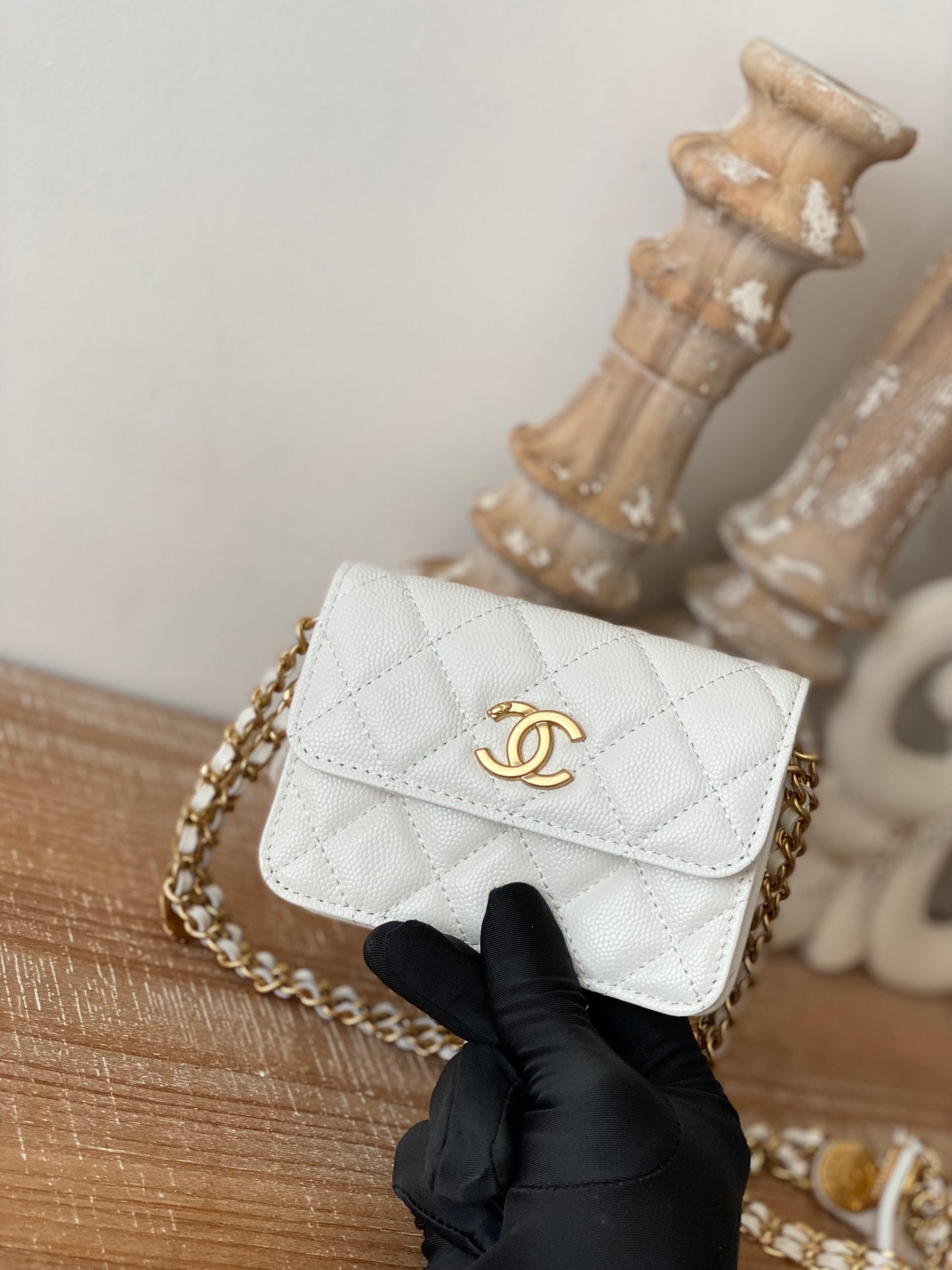 Chanel Clutch With Chain White For Women, Women&#8217;s Bags 4.8in/12.3cm