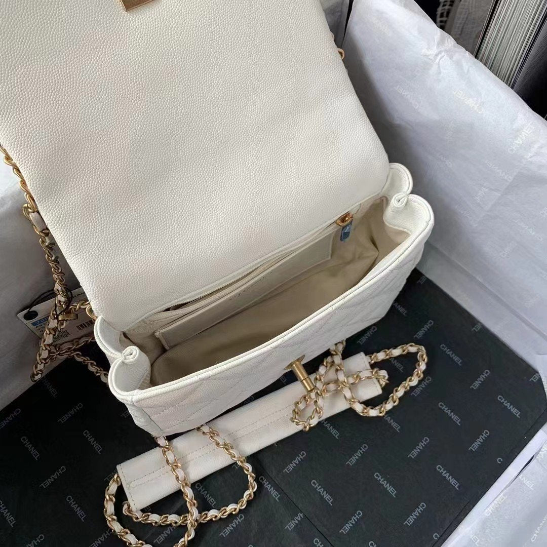 ChanelFlapbag With Chain White For Women, Women&#8217;s Bags 8.3in/21cm