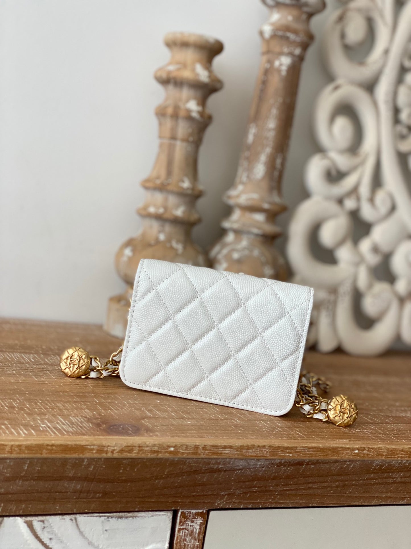 Chanel Clutch With Chain White For Women, Women&#8217;s Bags 4.8in/12.3cm