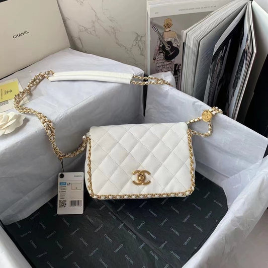 ChanelFlapbag With Chain White For Women, Women&#8217;s Bags 8.3in/21cm