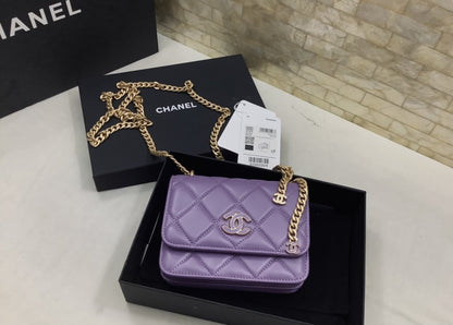 ChanelSpring And Summer 22C Violet For Women, Women&#8217;s Bags 6.1in/15.5cm