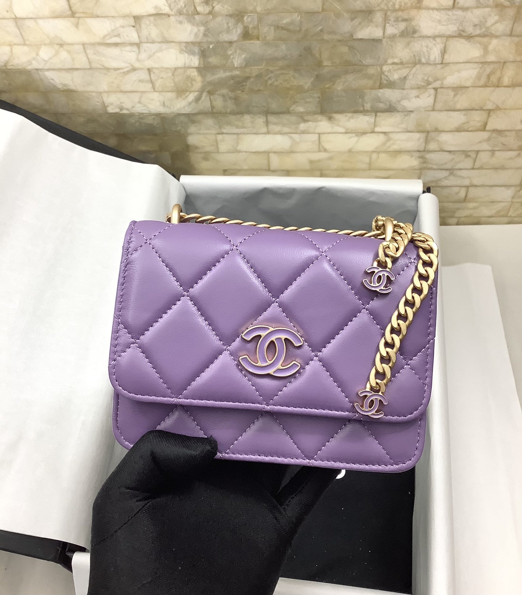 ChanelSpring And Summer 22C Violet For Women, Women&#8217;s Bags 6.1in/15.5cm