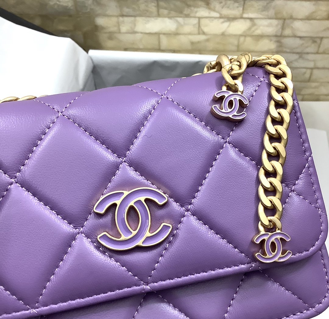 ChanelSpring And Summer 22C Violet For Women, Women&#8217;s Bags 6.1in/15.5cm