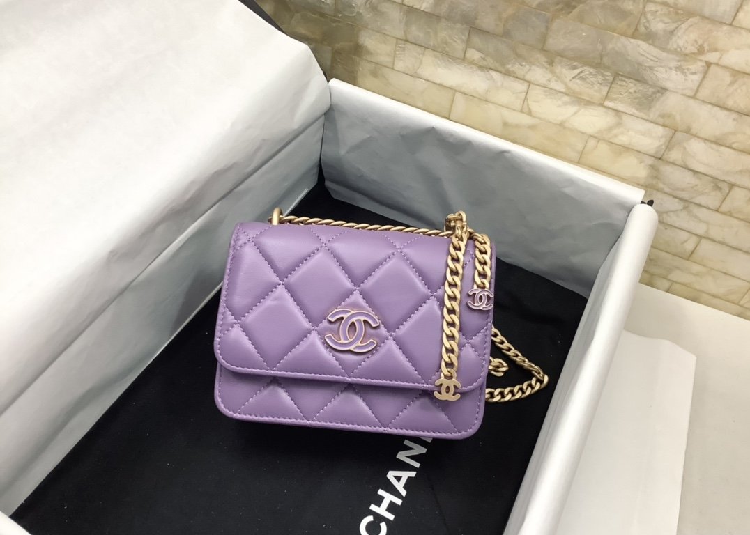 ChanelSpring And Summer 22C Violet For Women, Women&#8217;s Bags 6.1in/15.5cm