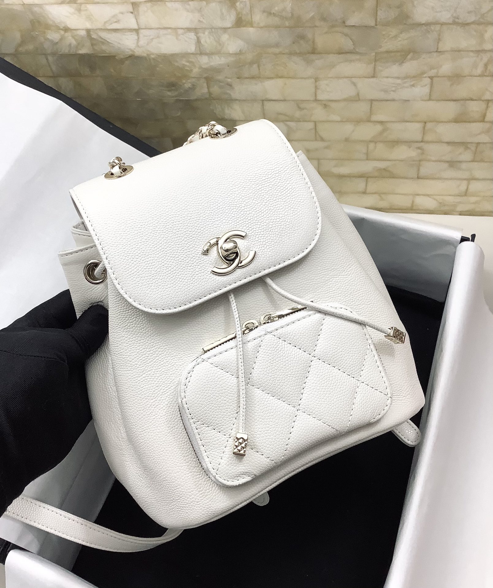 ChanelSmall Affinity Backpack White For Women, Women&#8217;s Bags 9.8in/25cm