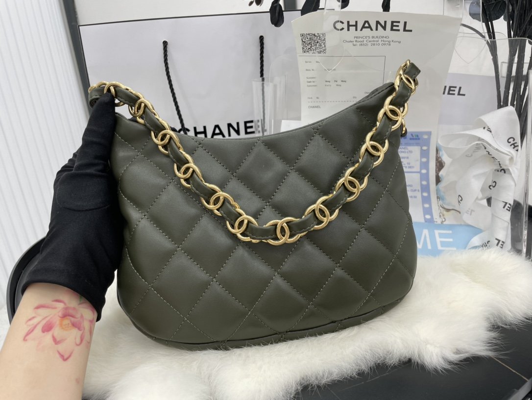 ChanelHobo Handbag Emerald Green For Women, Women&#8217;s Bags 9.4in/24cm