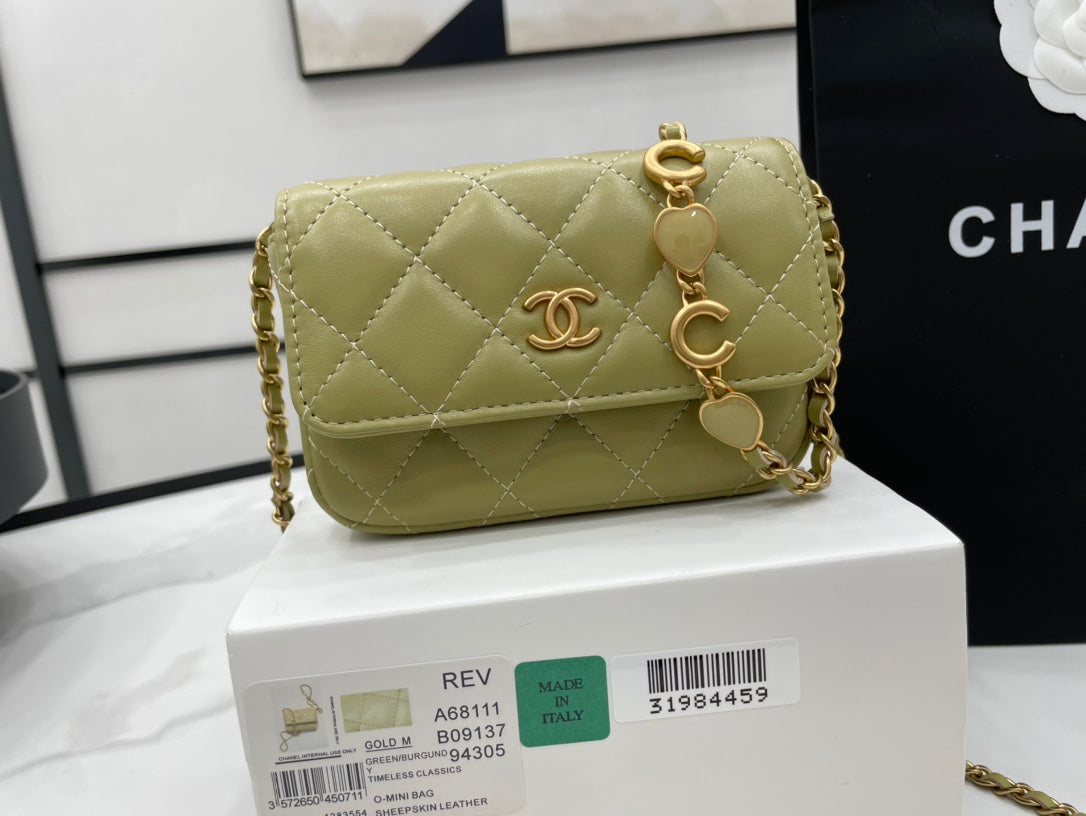 ChanelMini Flap Bag Green For Women, Women&#8217;s Bags 7.5in/19cm