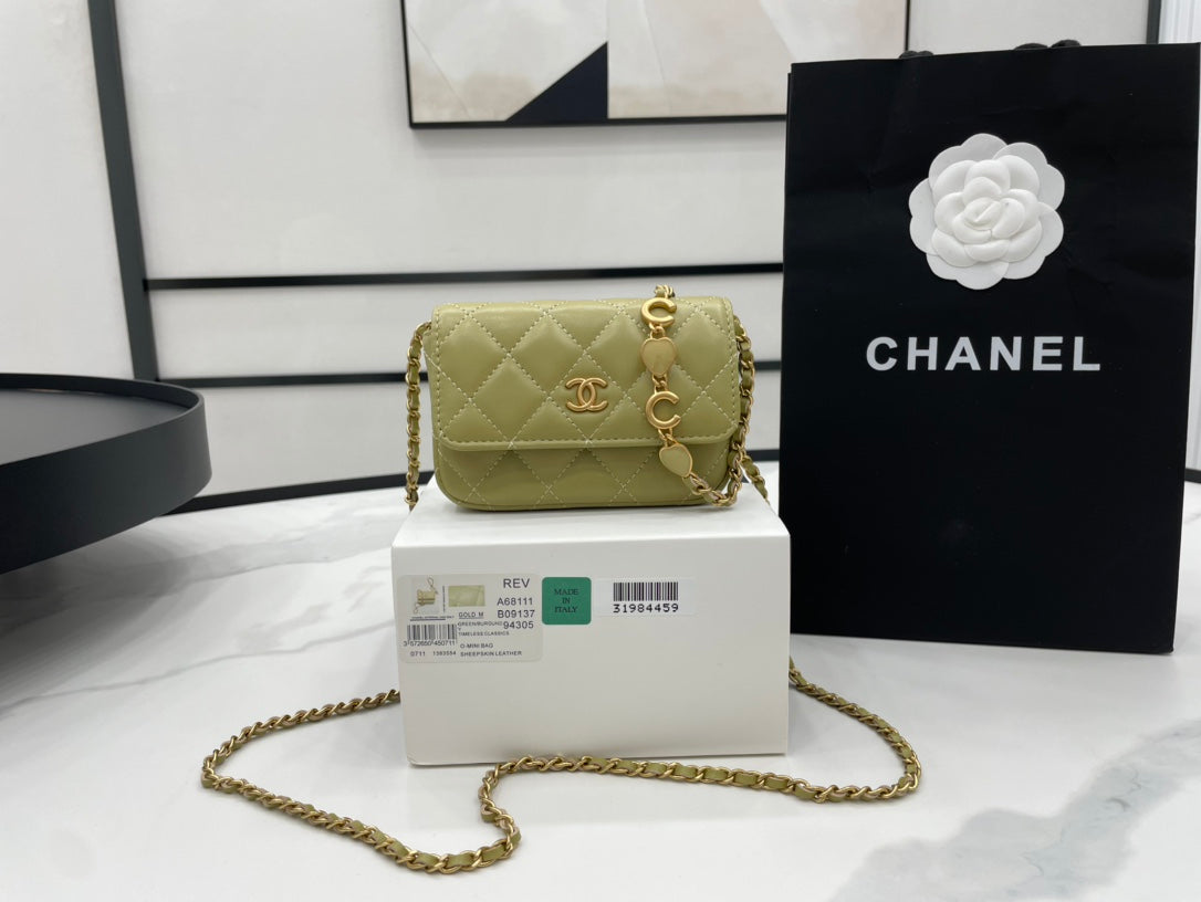 ChanelMini Flap Bag Green For Women, Women&#8217;s Bags 7.5in/19cm