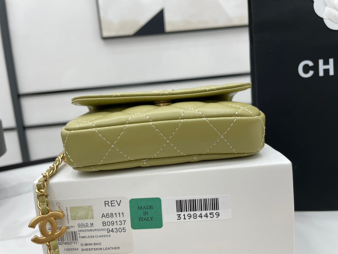 ChanelMini Flap Bag Green For Women, Women&#8217;s Bags 7.5in/19cm