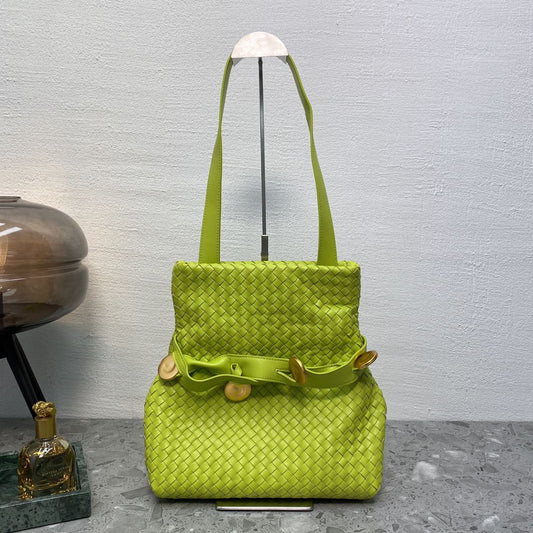 BV Intrecciato Shoulder Bag Neon Green, For Women, Women’s Bags 10.2in/26cm