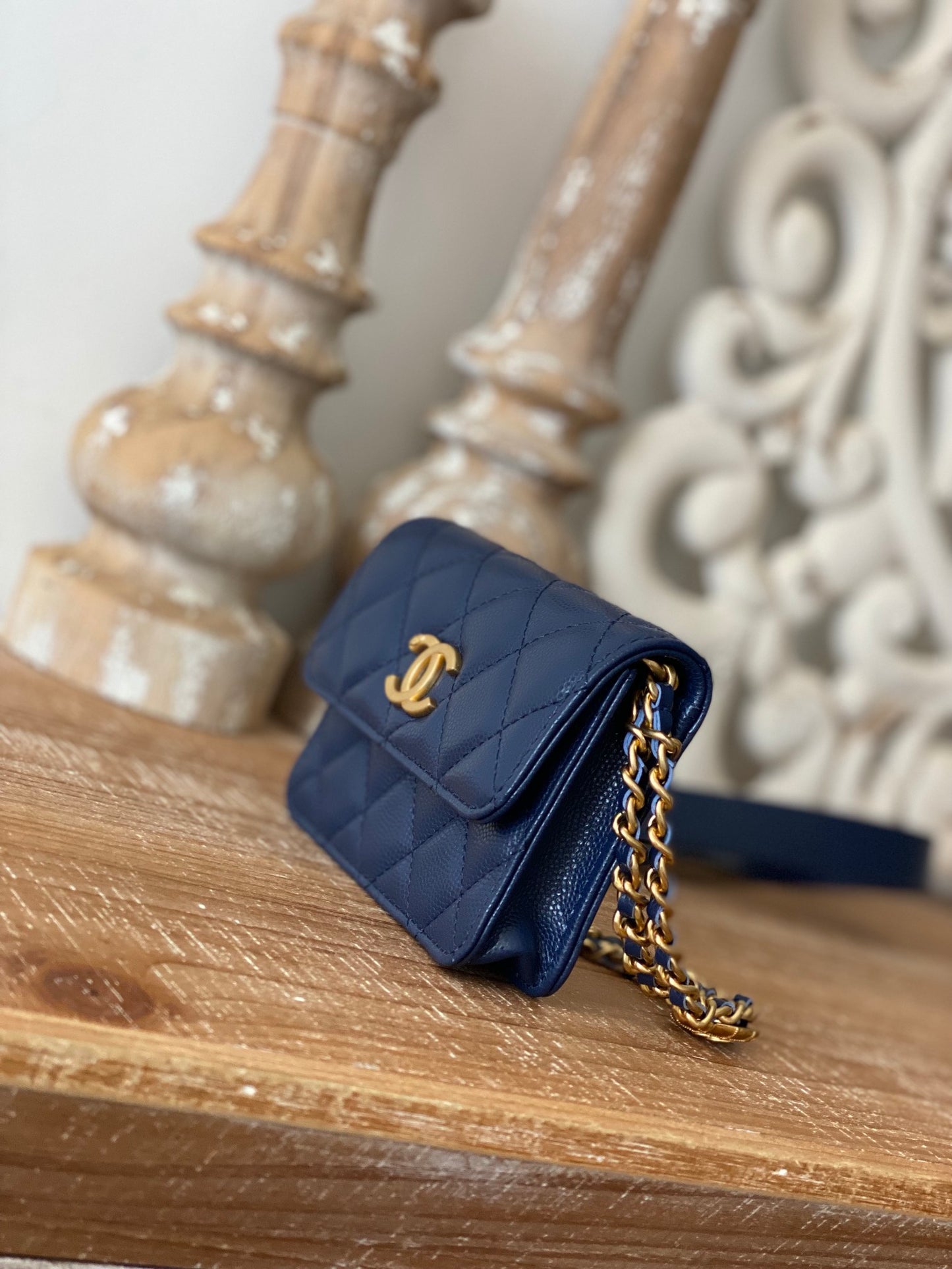 Chanel Clutch With Chain Blue For Women, Women&#8217;s Bags 4.8in/12.3cm