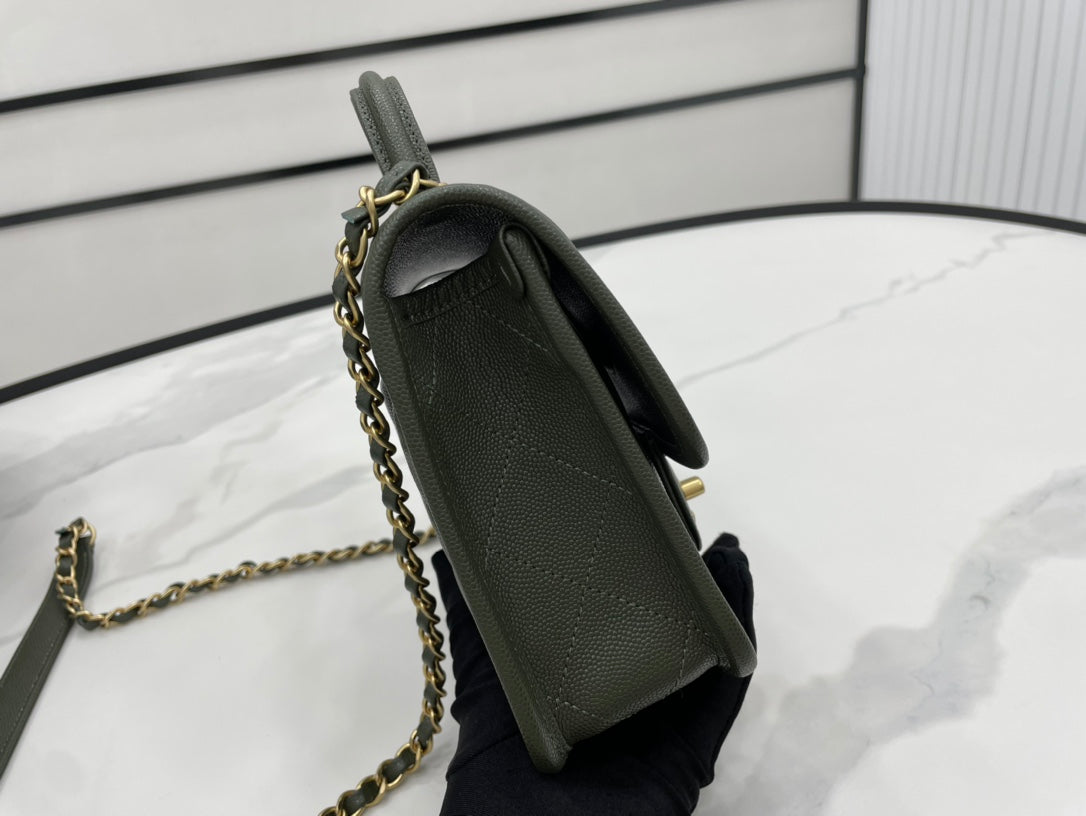 CHL 22K Flap Bag Dark Green For Women, Women&#8217;s Bags 8.1in/20.5cm