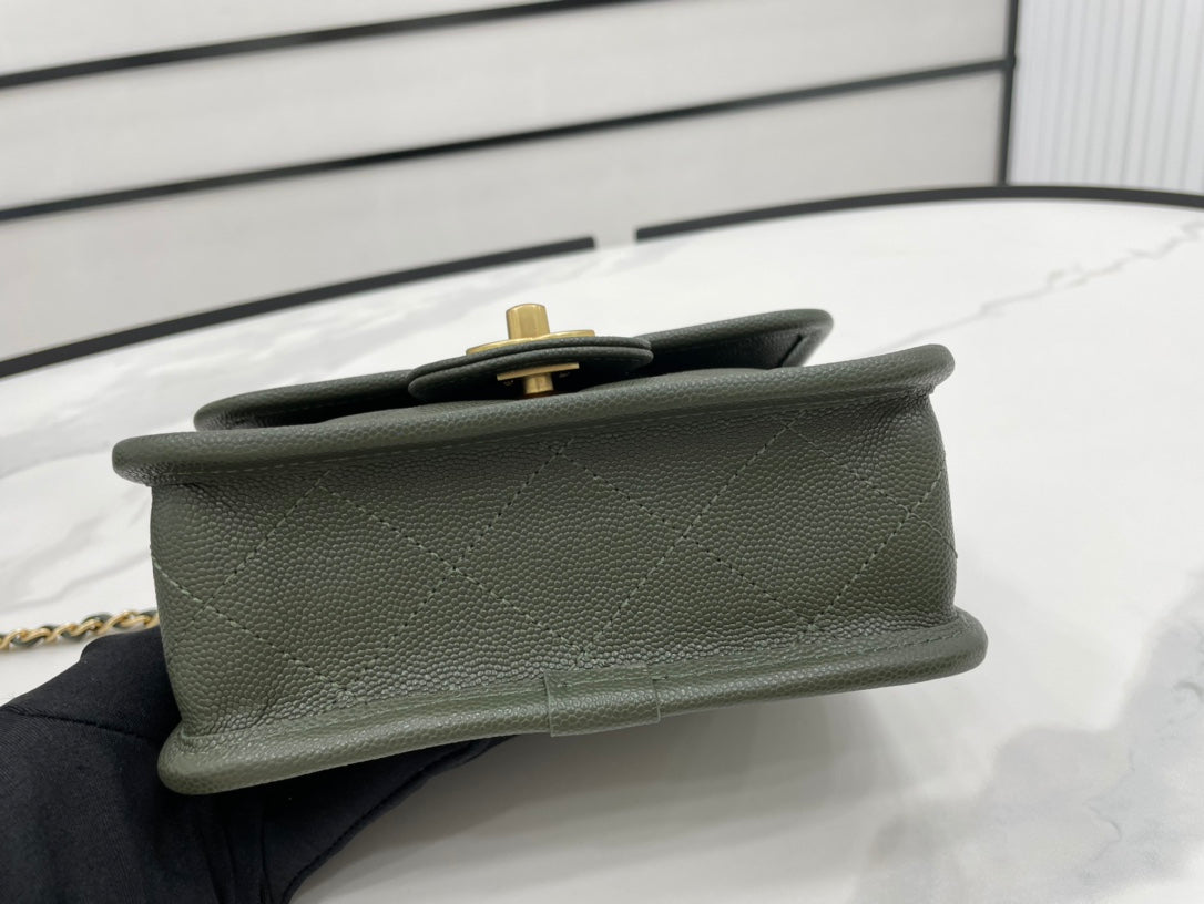 CHL 22K Flap Bag Dark Green For Women, Women&#8217;s Bags 8.1in/20.5cm