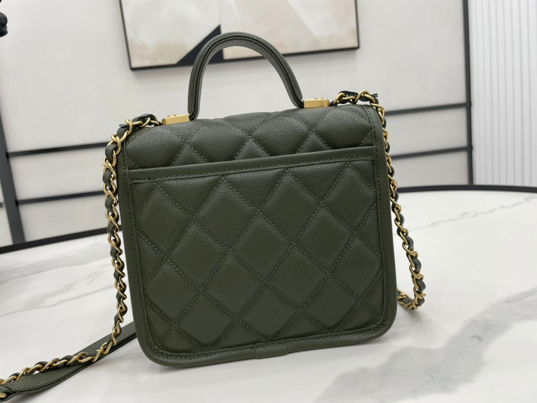 CHL 22K Flap Bag Dark Green For Women, Women&#8217;s Bags 8.1in/20.5cm