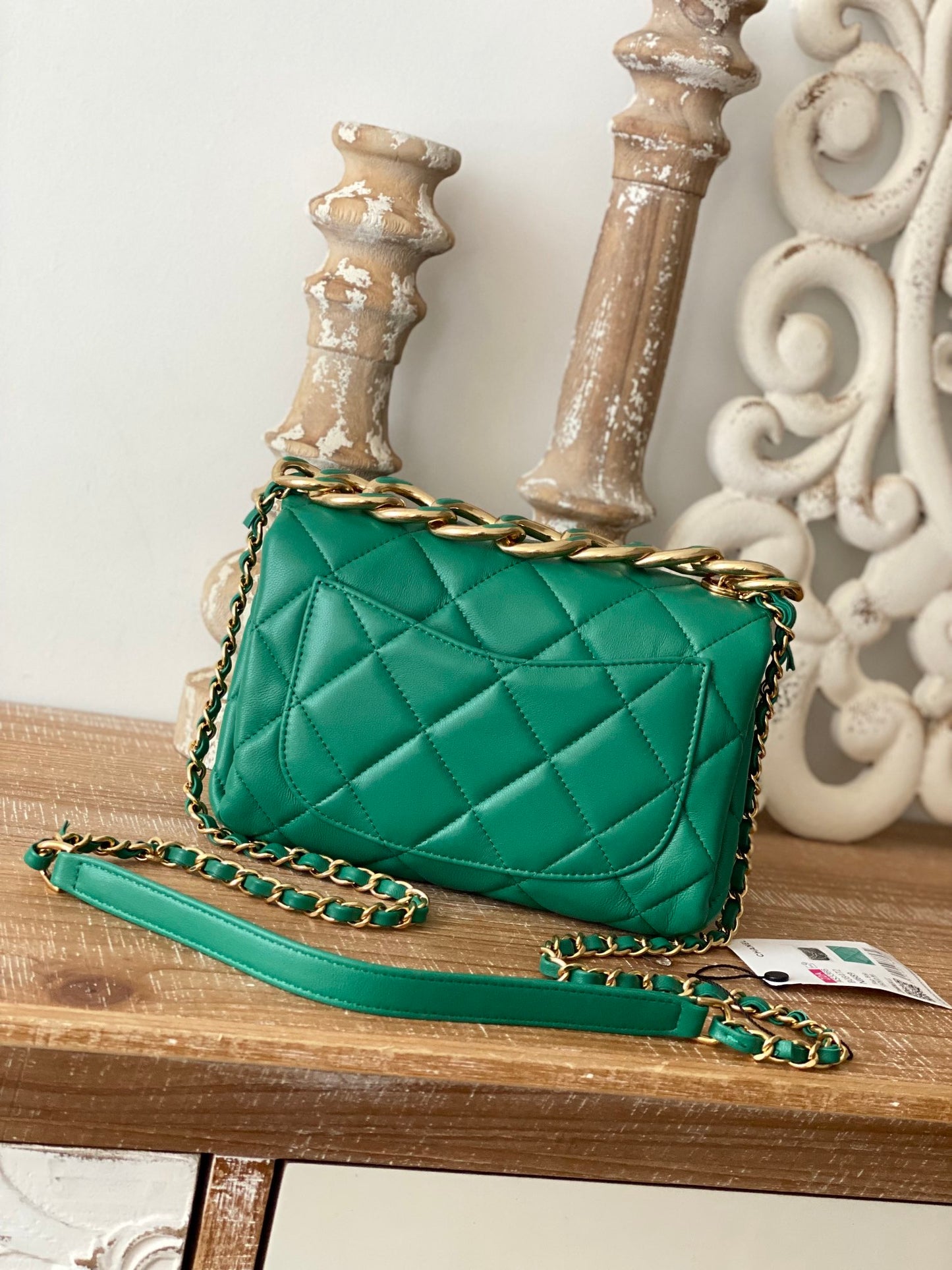 CHL Classic Diamond Flap Bag Green For Women, Women&#8217;s Bags 9.1in/23cm