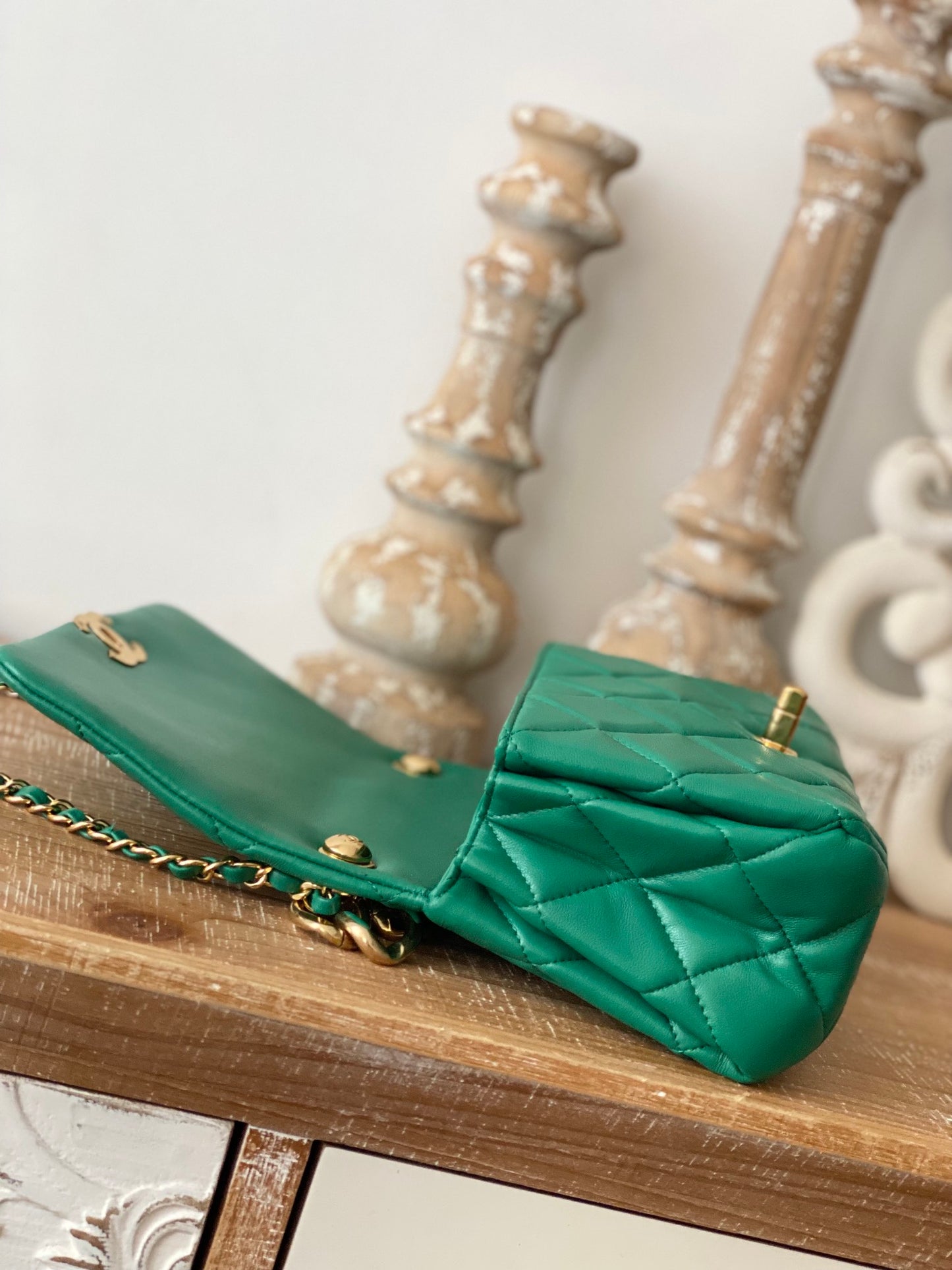 CHL Classic Diamond Flap Bag Green For Women, Women&#8217;s Bags 9.1in/23cm