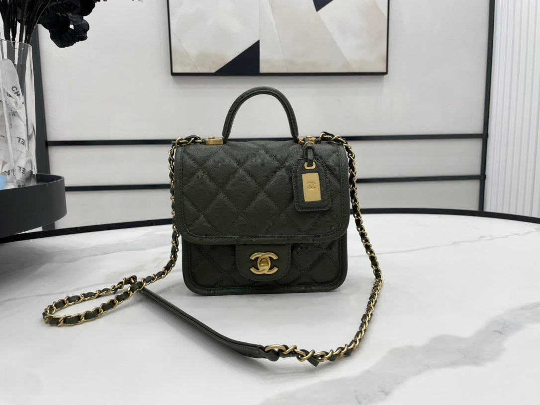 CHL 22K Flap Bag Dark Green For Women, Women&#8217;s Bags 8.1in/20.5cm