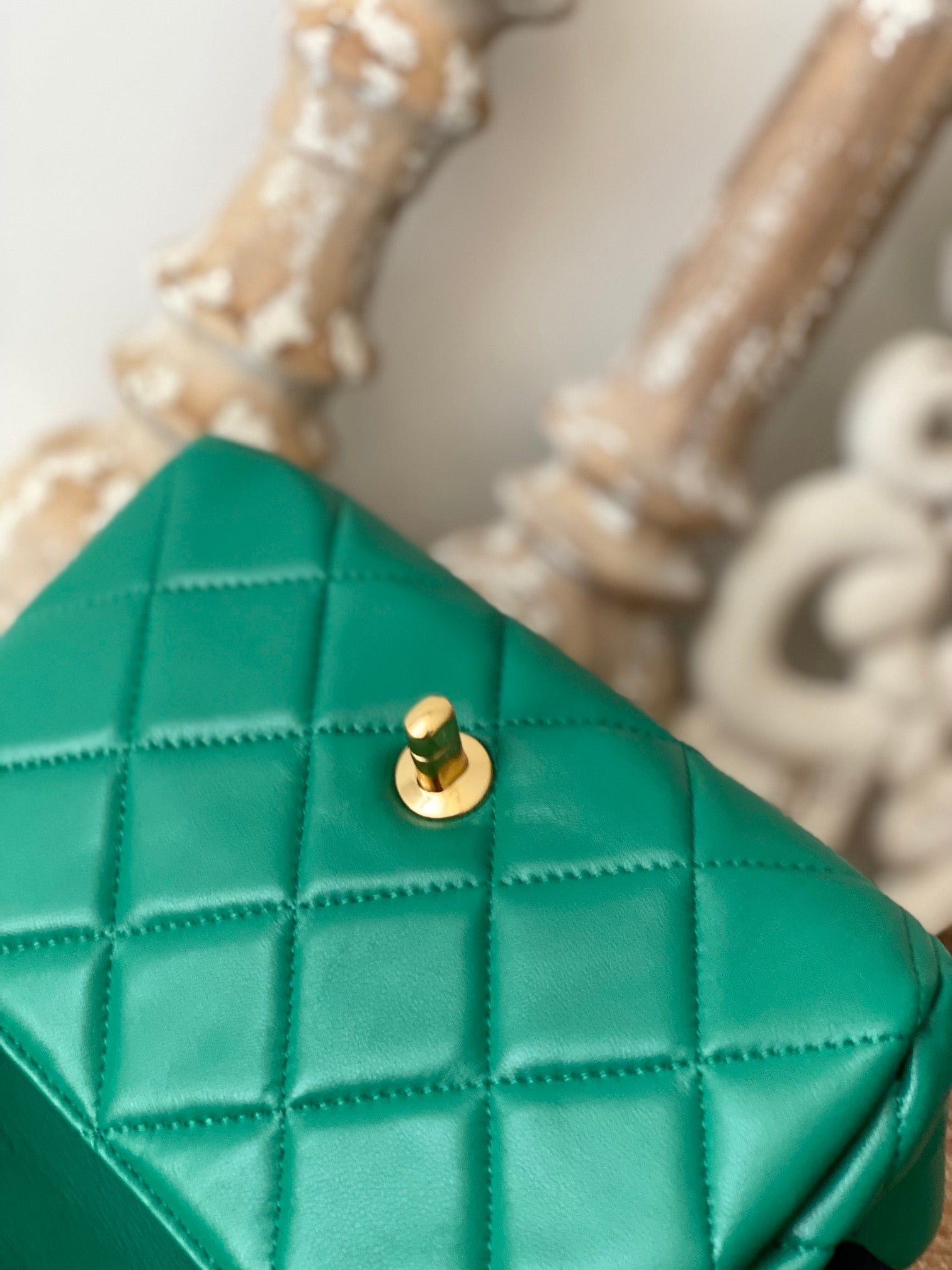 CHL Classic Diamond Flap Bag Green For Women, Women&#8217;s Bags 9.1in/23cm