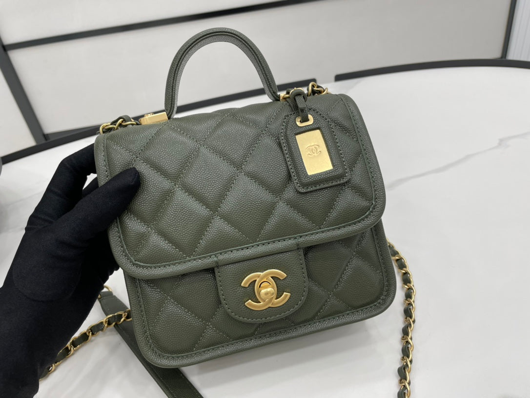 CHL 22K Flap Bag Dark Green For Women, Women&#8217;s Bags 8.1in/20.5cm