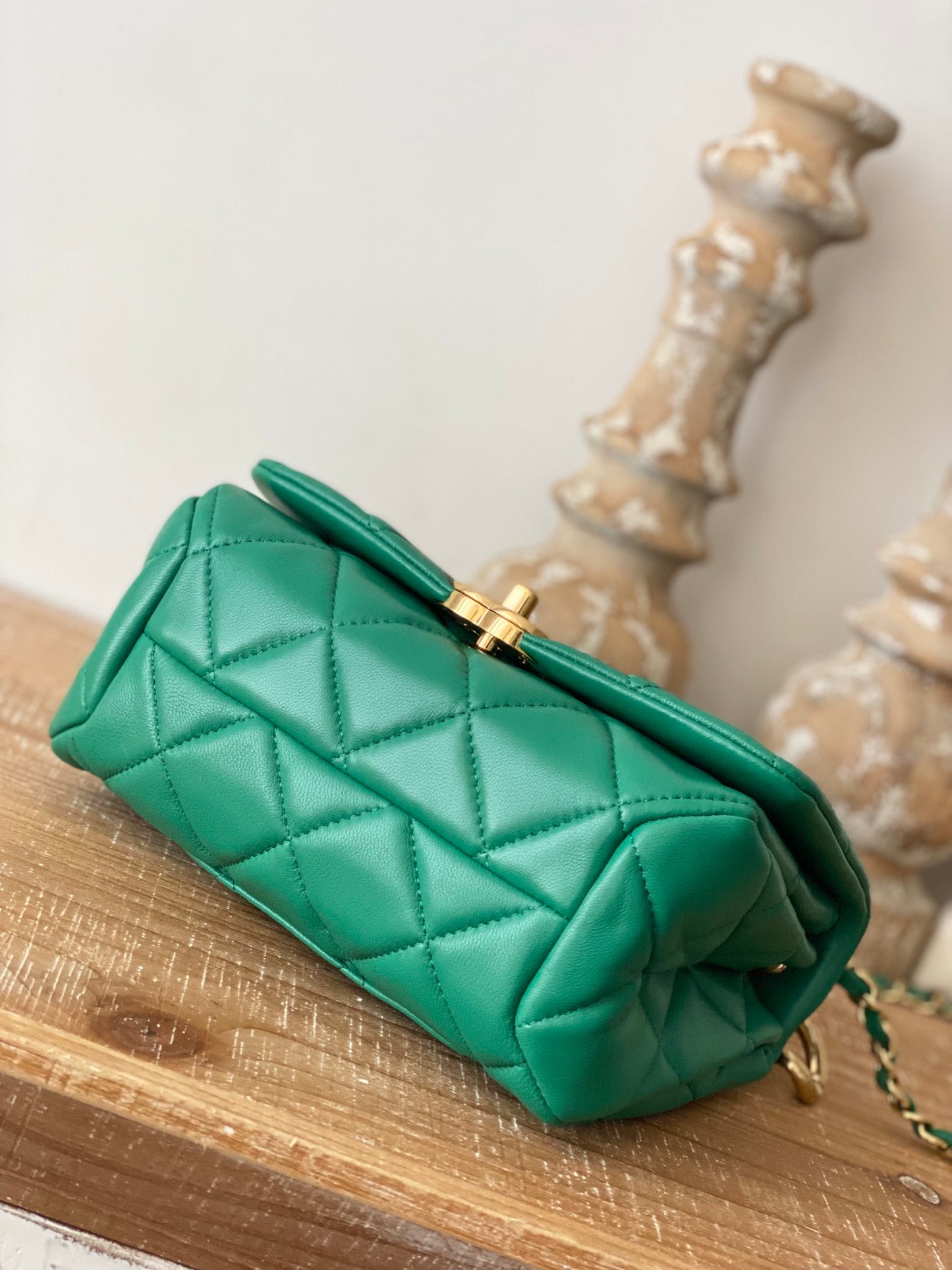 CHL Classic Diamond Flap Bag Green For Women, Women&#8217;s Bags 9.1in/23cm