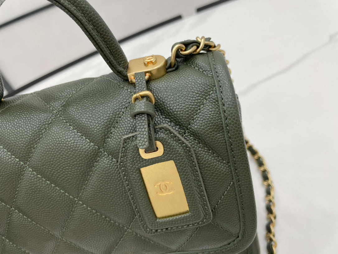 CHL 22K Flap Bag Dark Green For Women, Women&#8217;s Bags 8.1in/20.5cm